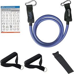 JoyFit Resistance Tube - Stackable Toning Tube Bands, Foam Handles, Door Anchor & Workout Chart - 5 Resistance Levels - Blue - Exercise & Strength Training - 1pc-image-44