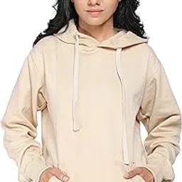 sxv style SXV Plain Solid Sweatshirt Hoodie for Women :Cream-picture-38