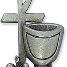 Chi Rho Cross with Chalice and Grapes Lapel Pin, 1 1/2 Inch, 1 1/2 inch, Pewter, no gemstone-picture-18
