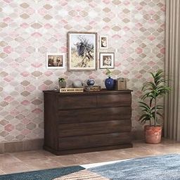 AMGD HAND ARTS Wooden Chest of Drawers | 5 Drawers Dresser Console Cabinet for Bedroom, Living Room, Drawing Room & Office | Sideboard | Multipurpose Storage | Solid Sheesham Wood, Walnut Finish-image-5