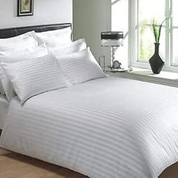 Trance Home Linen 100% Cotton 200 Tc Striped Cover for Single Size Duvet Without Pillow Cover | Duvet Cover Only (Single 60X 92 Inch, White), Tie Closures-image-42