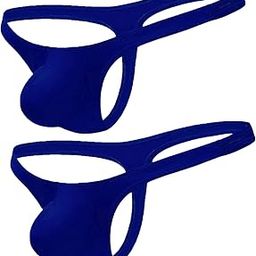 Mens Polyester and Spandex Pouch G String Thongs Underwear (Small, Navy Blue-Pack of 2)-image-18