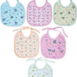MW PRINTS Soft Cotton Washable and Reusable Absorbent Adjustable Feeding Bibs For Babies-picture-0
