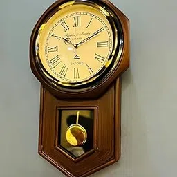 Nautical Decor Wooden and Brass Large Pendulum Wall Clock for Living Room Home Decorations (Size: 12 x 3 x 21 Inch | Weight: 1990 Gram | Color: Brown)-image-52