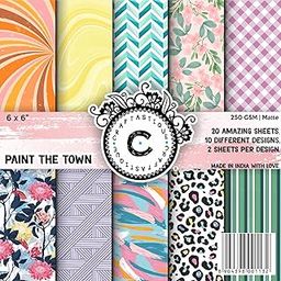 Craftastique Paint The Town Scrapbooking Pattern Paper Pack (20 Sheets | 250 GSM) | Decorative Pattern Paper for Art and Craft DIY Greeting Card Paper Texture Sheets Scrapbook Sheets (6x6 inches)-picture-29