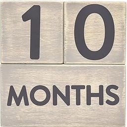 Pearhead Wooden Milestone Age Blocks, Gender-Neutral Baby Accessory for Photo Sharing, Weekly, Monthly, Year and Grade Growth Markers, Distressed Gray-image-48