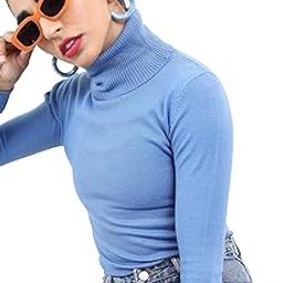 Acrylic Womens Full Sleeve Slim Fit Sweater KHSW000006 Blue XL-image-1