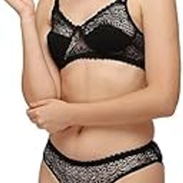 Women's Striped Underwire Bra & Panty Lingerie Set, Full Coverage Elegance Lingerie Set, Lightly Padded Bra and Matching Hipster Panty Set-2