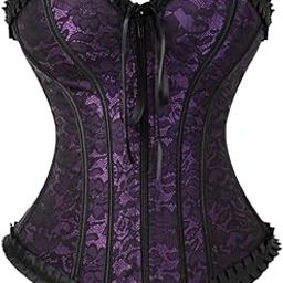 Overbust Corsets and Bustiers Zipper Front tage Fl Victorian Costume Corset Lingerie Top plus size korsett for women-image-15
