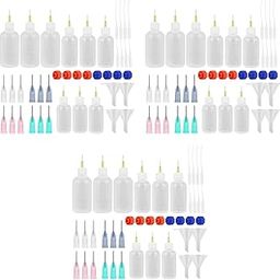 HASTHIP® 123PCS Needle Tip Glue Bottles Applicator Set 30ml 50ml 100ml Plastic Squeeze Dropper with Caps and Blunt Tips for Craft Art Project Paint Quilling Oil Assorted-image-3