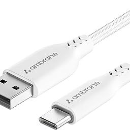 AMBRANE Unbreakable 3A Fast Charging 1.5m Braided Type C Cable for Smartphones, Tablets & other Type C devices, 480Mbps Data Sync, Quick Charge 3.0 (RCT15 white)-11