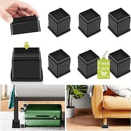Yookwutar 6 Pack Furniture Risers 3 Inch, Adjustable Bed Risers Heavy Duty for Table Desk Couch Chair Sofa Cabinet Bed Frame Dorm, Square Stackable Table Leg Risers Lift Height 1", 2” or 3", Black-image-40