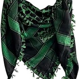 Keffiyeh Arafat Stylish Desert Shemagh Scarf, Black and Green Pattern with Tassels-image-41