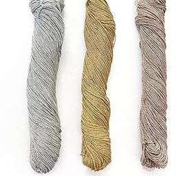 Embroiderymaterial 1Mm Thick Metallic Zari Threads For Jewellery Making,Bracelet Making,Zari Thread For Aari Work,Embroidery Work,Dori/Rope/Dhaga(3 Skeins/Silver,Gold&Rose Gold Color/100 Grams)-18