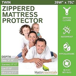 Twin Mattress Protector - Zippered Bedbug Waterproof Mattress Cover Hypoallergenic Bed Encasement-image-72