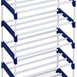 Ebee 12 Pairs Metal Shoe Rack (Blue, 6 Shelves)-image-33