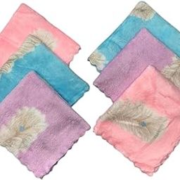 Microfiber Handkerchiefs | Hankies for Women Girls & Kids | Multicolor & Trendy Feather Design Hanky/Rumal | Soft Hankies for Ladies | Set of 6 & 12-image-1