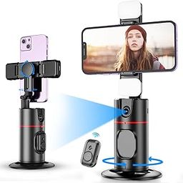 KOSCHEAL Auto Face Tracking Tripod, 360° Rotation with Stand,No App,Body Phone Tracking Tripod with Two Selfie Light,Gesture Control Smart Shooting Camera Mount for Live Vlog Streaming Video Tiktok-12
