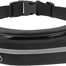Running Belt with Extender, Bounce Free Pouch Bag, Fanny Pack Workout Belt Sports Waist Pack Belt Pouch for Apple iPhone XR XS 8 X 7+ Samsung Note Galaxy in Running Walking Cycling, Black, 40.5 inches-image-31