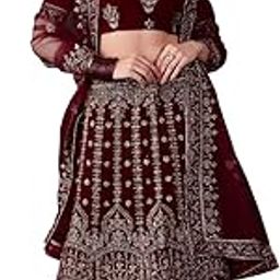 Women'S Maroon Semi-Stiched Heavy Zari Embroidery Velvet Lehenga Choli (MRSSKTVVH7737)-image-98