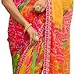 Women's Weightless Georgette Bandhani Printed Saree with Unstitched Blouse Piece-image-92