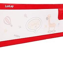 LuvLap Bed Rail Guard for Baby/Kids Safety, 180cm x 72 cm(6ft x 2.3ft), Portable & Foldable, Baby Safety Essential, Adjustable Height, fits All Bed Sizes (Red - Without Print)-18