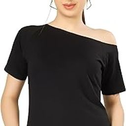 Women's Cotton Blend One Side Drop Shoulder Half Sleeves Casual top-image-48