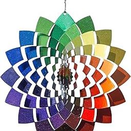 HEAVENGLOW Stainless Steel 3D Wind Spinner Indoor/Outdoor Garden Balcony Ornaments Rainbow-image-16