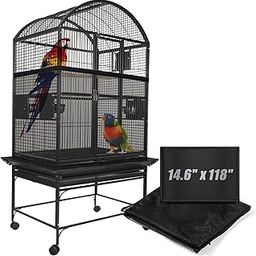 Bird Cage Netting Seed Catcher - Adjustable Bird Cage Skirt Seed Catcher, Large Soft Breathable Mesh Bird Seed Catcher for Indoor Round Square Cage, Nylon, Black-image-86