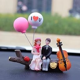 YOURKARTS.COM Decorative Figurine, Couple on Moon and Heart Shaped Bench, 9 cm-89