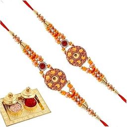 bhaiya bhabhi rakhi bhai bhabhi handmade rakhi work rakhi combo set men's and women's rakhi combo set with roli chawal plate for bhaiya bhabhi-54