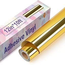 HTVRONT Gold Chrome Vinyl - 12" x 10FT Mirror Metallic Gold Vinyl for Cricut - Easy to Weed & Transfer Gold Permanent Vinyl Roll-image-88