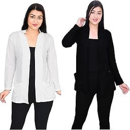 RAMYA COLLECTIONWomen's Cotton Blend Shawl Collar Pocket Shrug Ccombo-picture-53