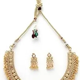 sukkhi Traditional Gold Plated with Beads Choker Necklace Set with Dangler Earrings Jewellery Set for Women & Girls|Set of 1|NS105846-picture-2