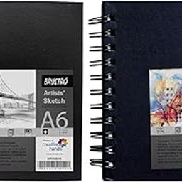 Brustro Artists Sketch Book A6 Size Stitched Bound 156 Pages 90 GSM, and Sketchbook A6 Size WIRO Bound, 116 Pages, 160 GSM (Acid Free)-image-60