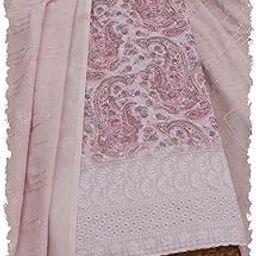 Womens Cotton Paisley Print Unstitch Dress Material With Thread Work-image-54