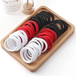 Thick Cotton Hair Rubber Bands, Durable Elastic Ties, Ponytail Holders, Hair Accessories for Women and Girls - Red (Pack of 30 Pcs)-image-56