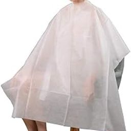 Pack of 10 Disposable Hair Cutting Capes/Aprons; Single use white Hair Cutting Sheets for Home, Salon, Barber shop or Beauty Parlor Use (Color may vary)-image-35