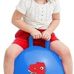 Voxmix Hop Ball, Hopping Ball, Inflatable Bouncer Hoppity Hop Jumping Ball, Children's Yoga Outdoor Ball Handle Ride-on Toy Bouncy for Kids | 40 CM | Multicolor-13