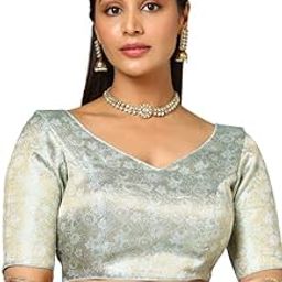 Womens Tussar Zari Woven Padded Blouse-image-16