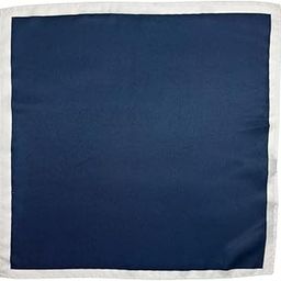 Navy Blue Microfiber Pocket Square for Men with White Border-image-37