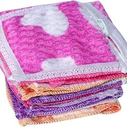 Floral Pattern Hanky/Handkerchief with Zip Pocket for Girls and Women Set of 6Pcs (Multicolor, 9.5 X 9.5 Inch)-40