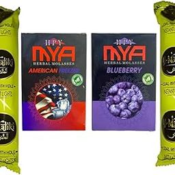 HPY Herbal Molasses Combo Pack, American Freezer and Blueberry Flavours with AL Maliki Magic Coal Rolls, 2-Pack-image-56