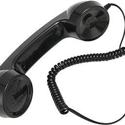 Replacement Telephone Handset,Retro Cell Phones Handsets, Mobile Phone Telephone Receiver with 9 Feet Coiled Cord,One Touch Answer/Volume Control/Sound Switch/3.5mm Sound Plug (Black)-16