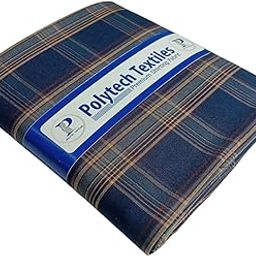 Polytech Textiles Premium Shirting Fabric, Navy Blue Check Pattern, Unstitched-image-16