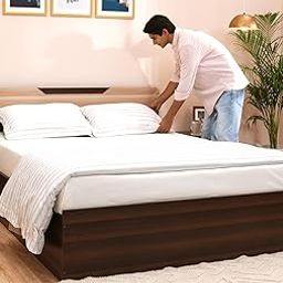 Amazon Brand - Solimo Hypnoz Engineered Wood Queen Bed with storage (Chequered dark finish)-picture-25