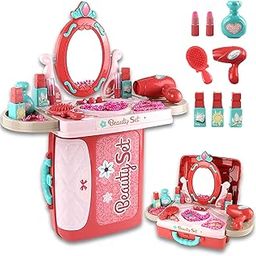 OLEOCA 3 in 1 Portable Dressing Suitcase Playset - Vanity Makeup Table-image-69