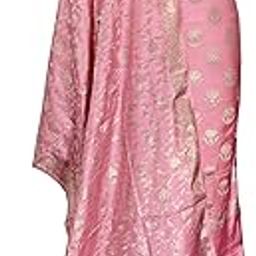 Women's Banarasi Katan Silk Unstitched Salwar Suit Dress Material with Gold Floral Zari Design Banarasi Dupatta, Traditional Indian Dress Fabric-image-1