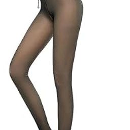 Fleece Lined Tights Women Translucent Fleece Pantyhose Winter Warm Fake Translucent Tights -Black PO1-image-63