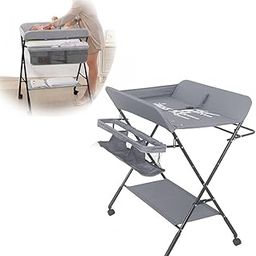 Suicune Folding Diaper Change Table - Baby Diaper Table, Folding Changing Station for Baby with Wheels and Storage-image-33